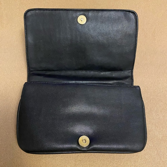 Joy Brandy Exotic Crocodile Patent Leather Satchel Clutch Goldtone Handles small - Picture 5 of 9